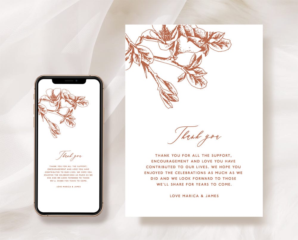 Cherry Blossom Wedding Thank You Card Template