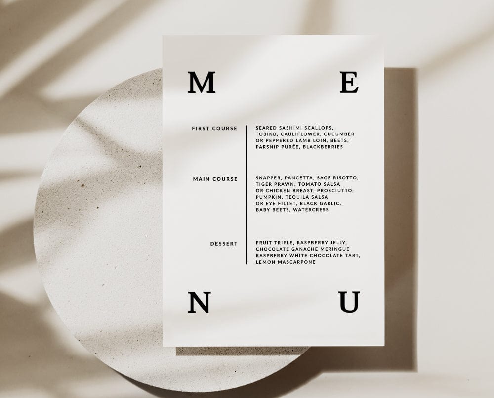 Elegant Wedding Menu Template