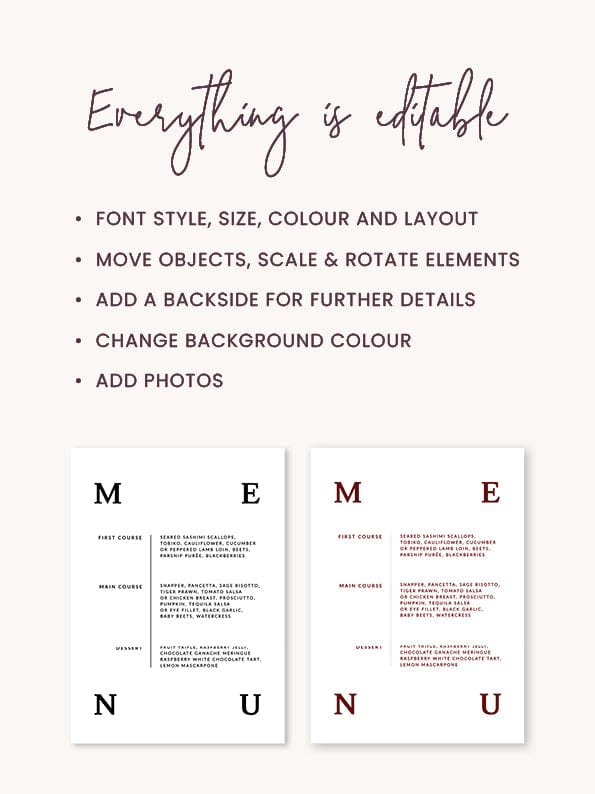 Elegant Wedding Menu Template