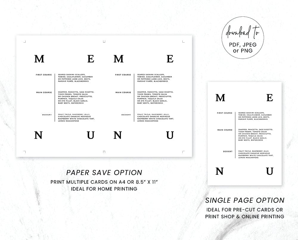 Elegant Wedding Menu Template