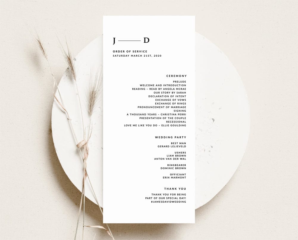 Elegant Wedding Order of Service Template