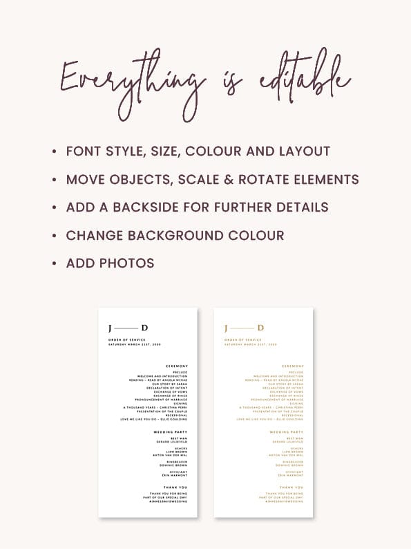 Elegant Wedding Order of Service Template