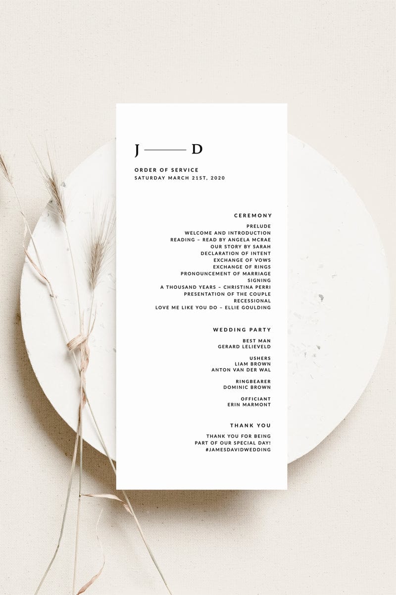 Elegant Wedding Order of Service Template