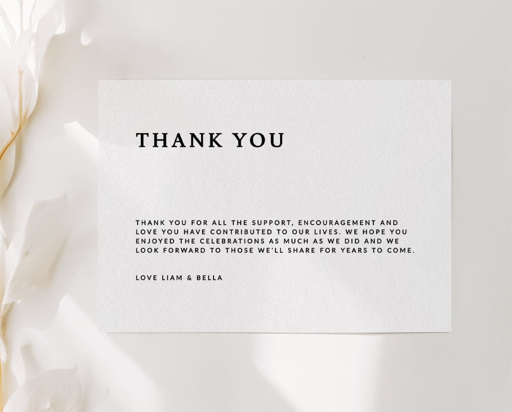 Elegant Wedding Printable Thank You Card Template