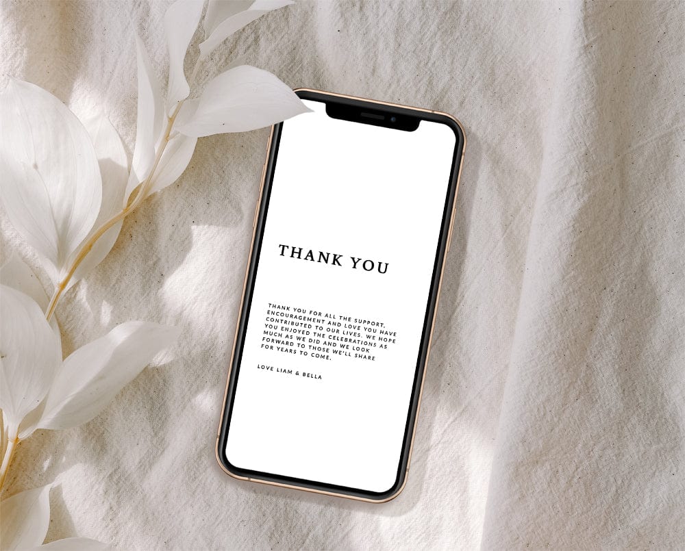 Elegant Wedding Printable Thank You Card Template