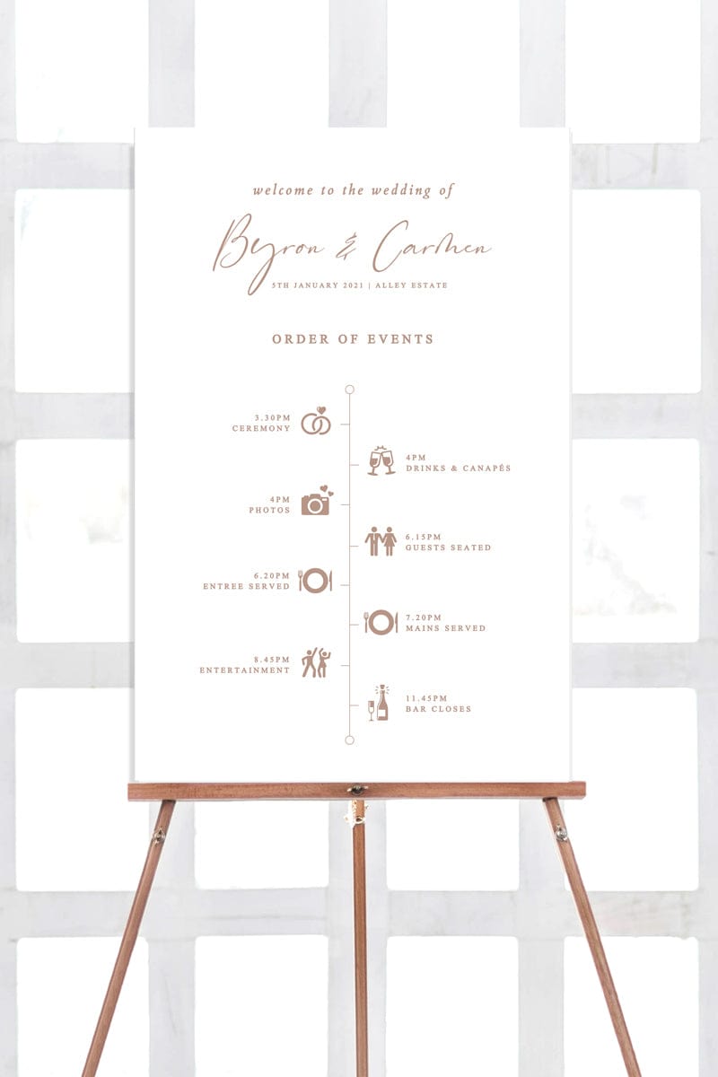 Elegant Wedding Reception Timeline Sign Template