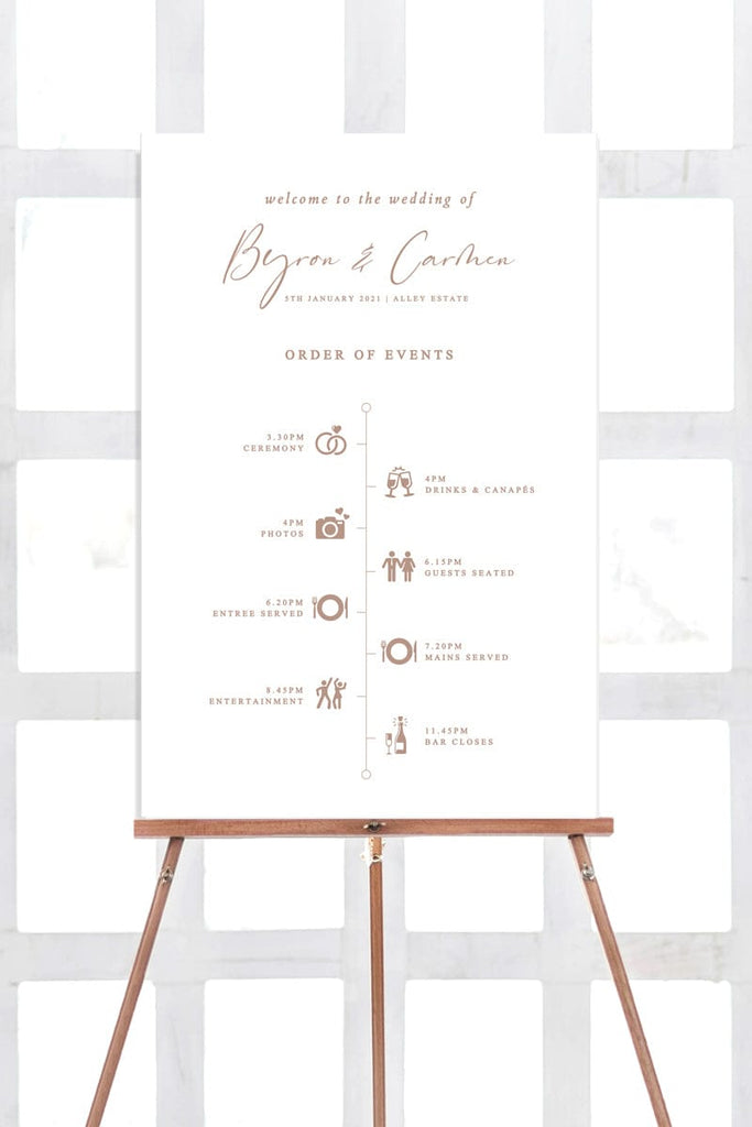Elegant Wedding Reception Timeline Sign Template
