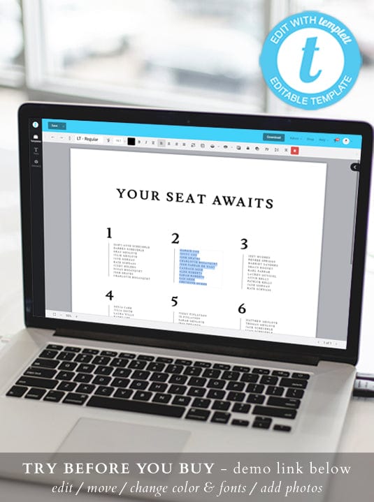 Elegant Wedding Seating Chart Template