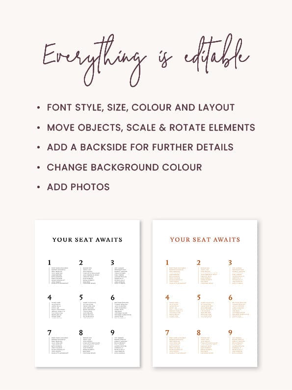 Elegant Wedding Seating Chart Template