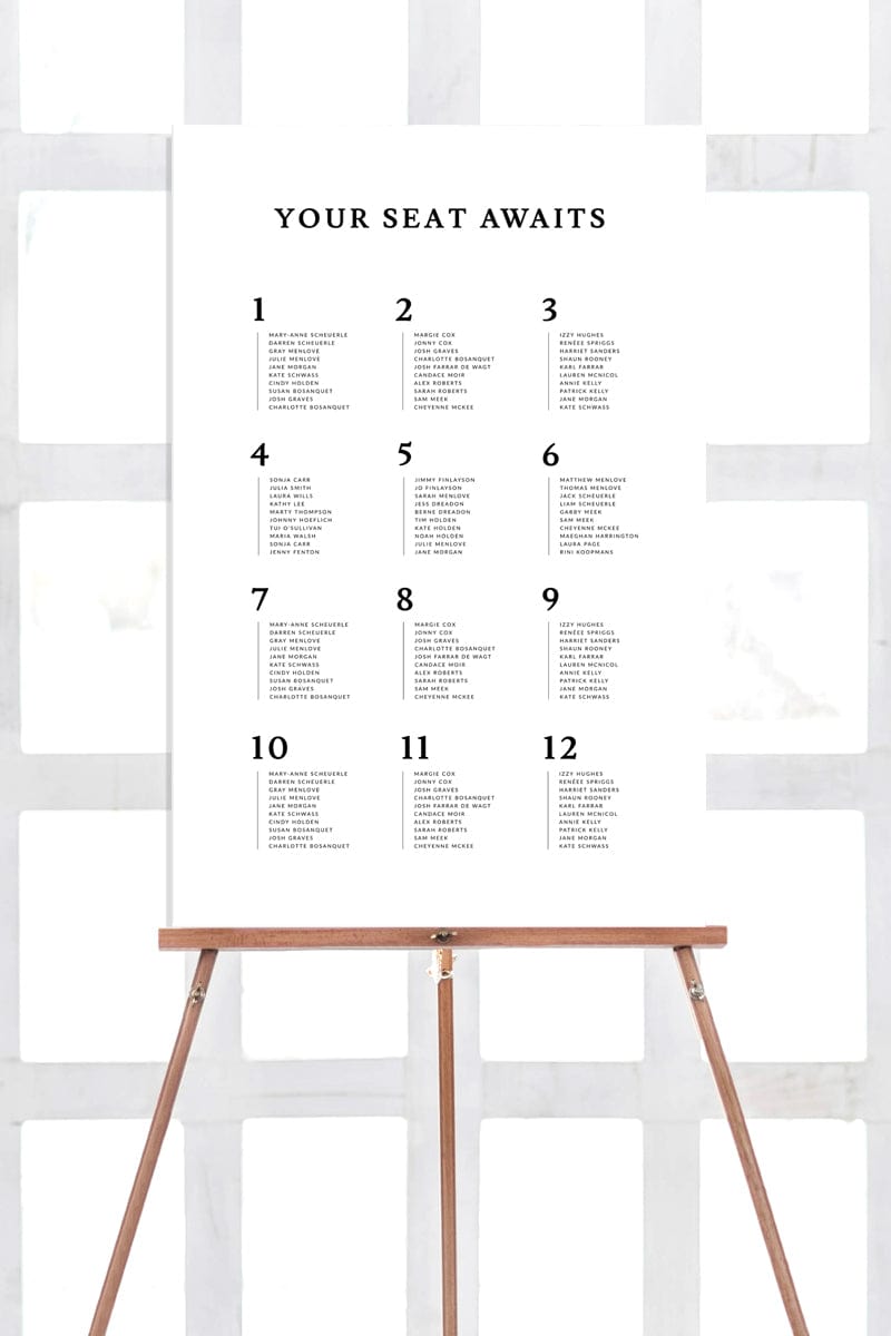 Elegant Wedding Seating Chart Template