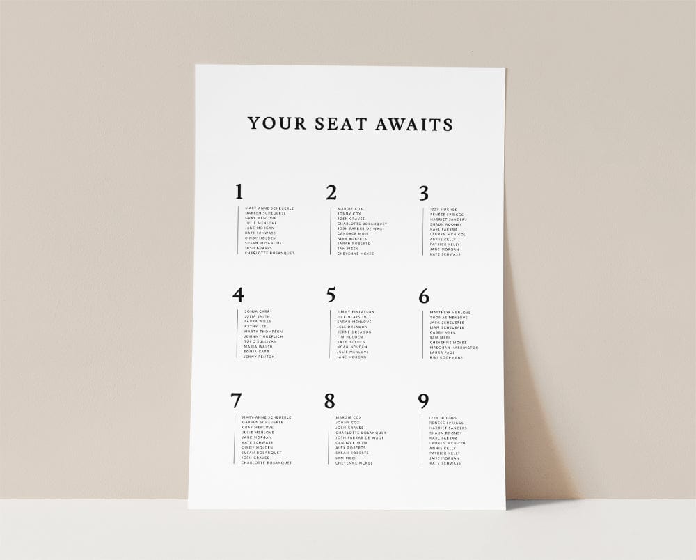 Elegant Wedding Seating Chart Template