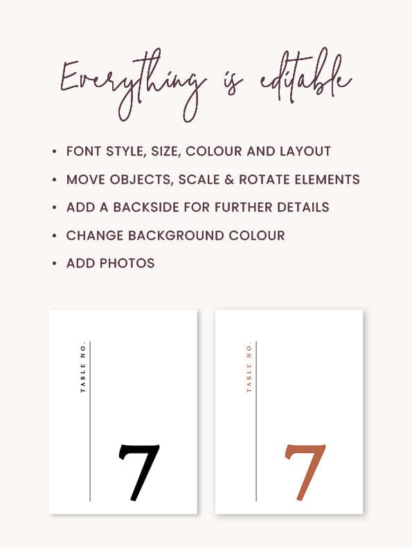 Elegant Wedding Table Number Card Template