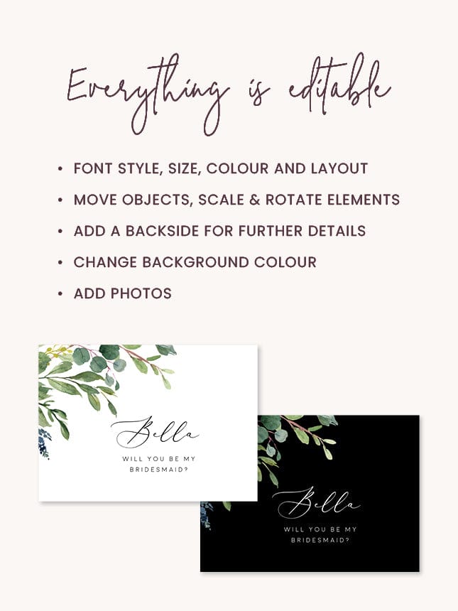 Eucalyptus Bridesmaid Proposal Card Template