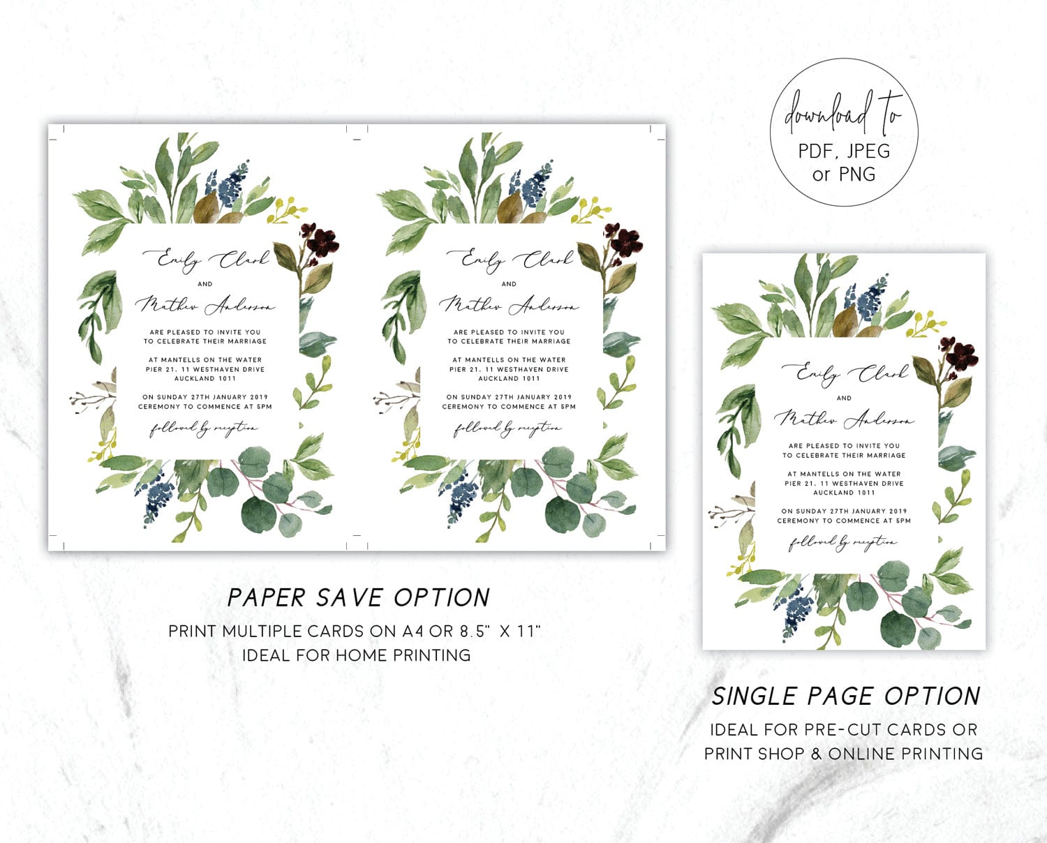 Eucalyptus Wedding Invitation