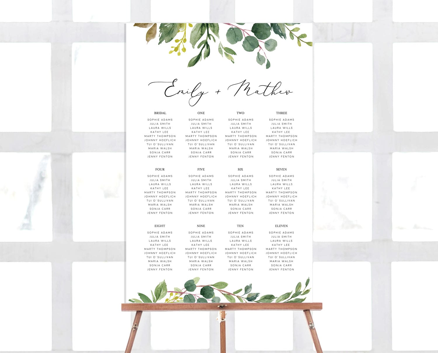 Eucalyptus Wedding Seating Plan Template