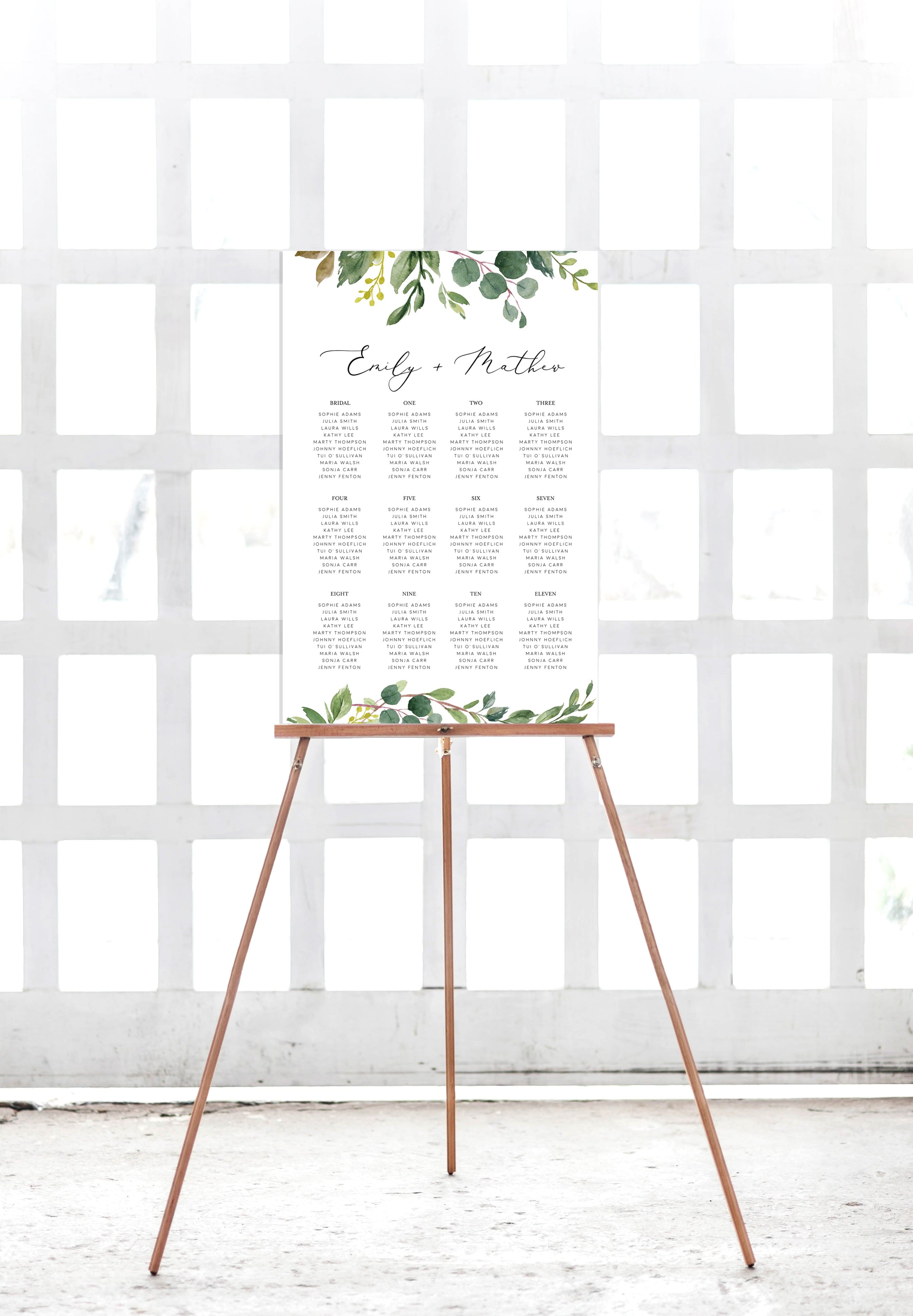 Eucalyptus Wedding Seating Plan Template