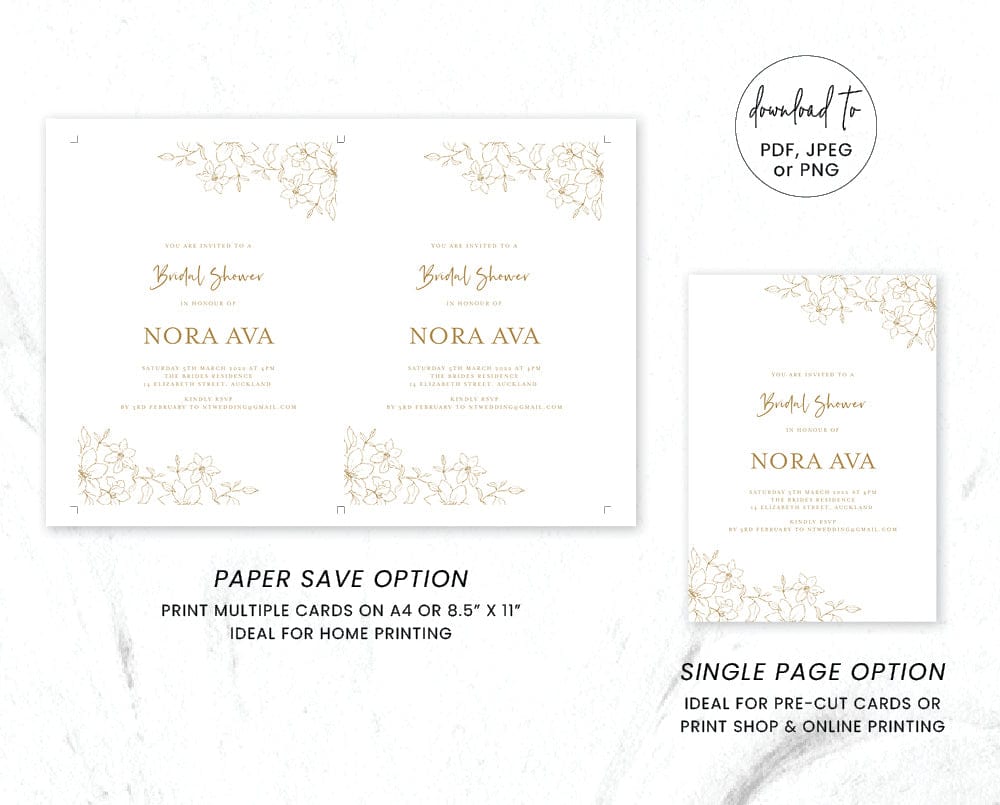 Floral Bridal Shower Invitation Template