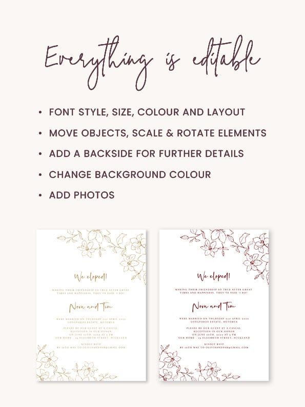 Floral Elopement Announcement