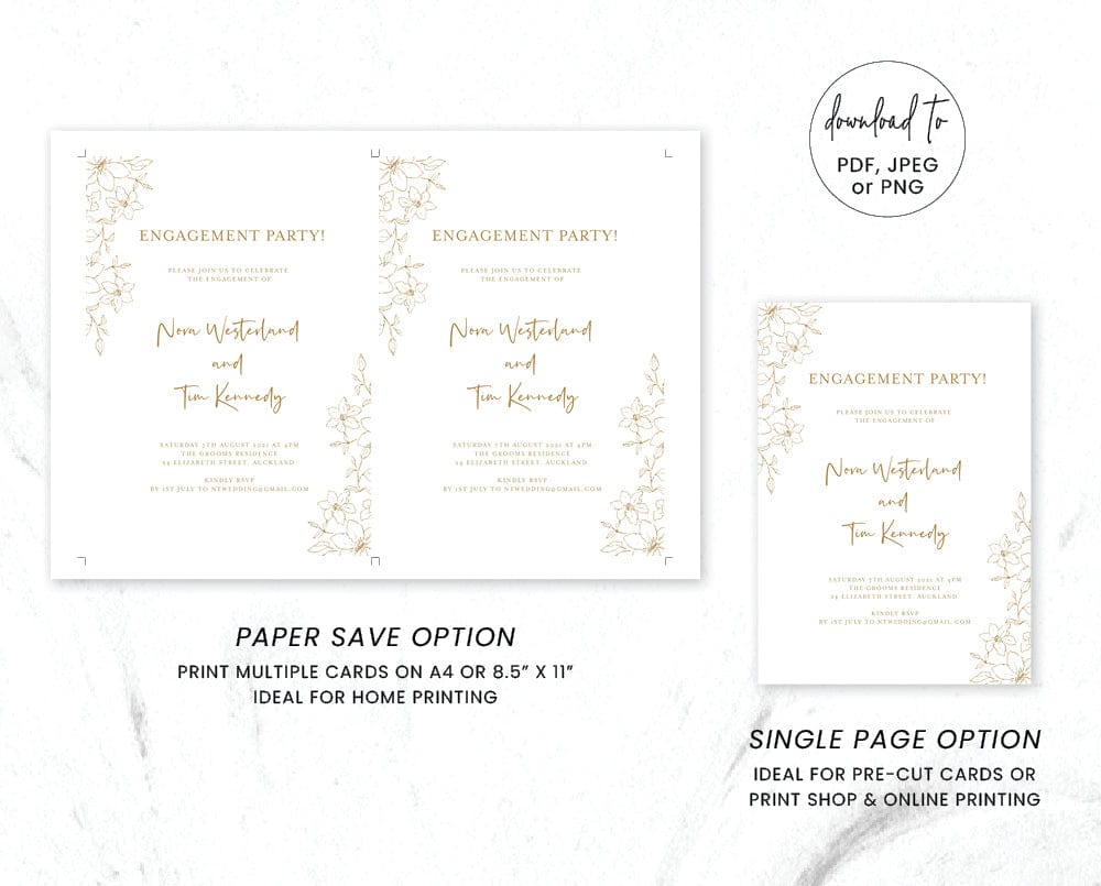 Floral Engagement Party Invitation Template