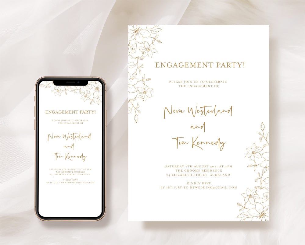 Floral Engagement Party Invitation Template