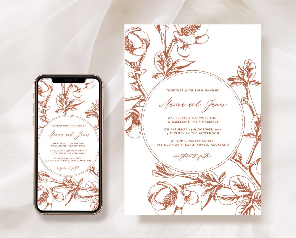 Floral Sakura Wedding Invitation