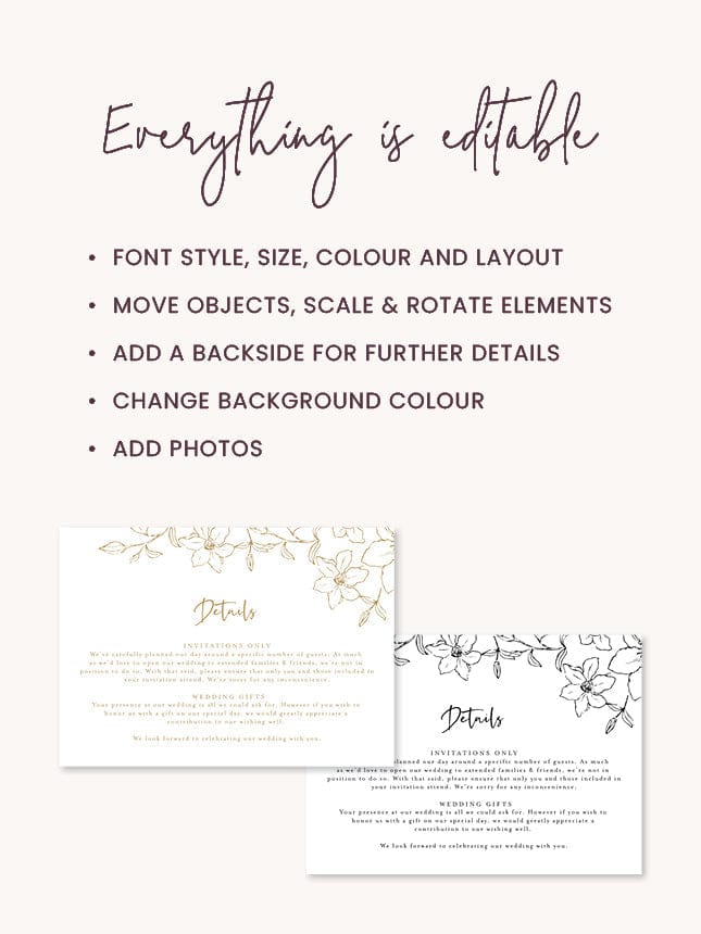 Floral Wedding Details Card Template