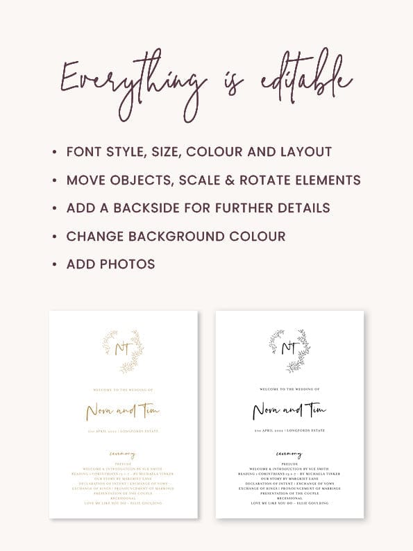 Floral Wedding Fan Program Template