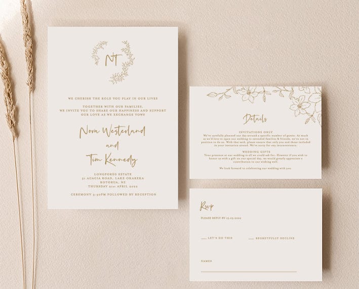 monogram wedding invitation