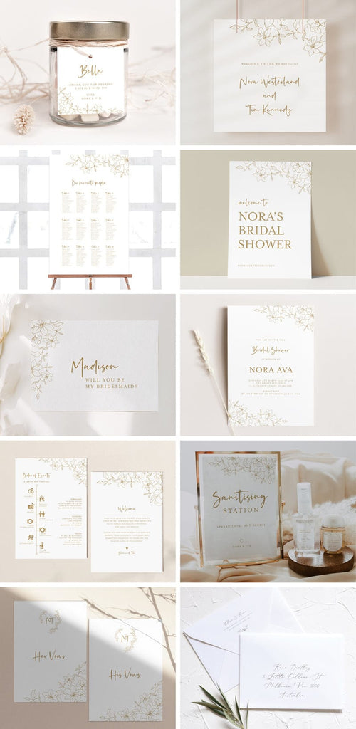 Floral Wedding Invitations & Signage Package