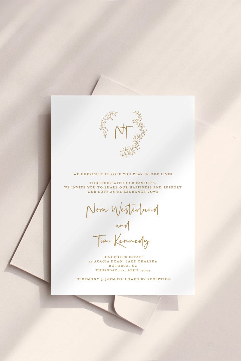 gold wedding invite