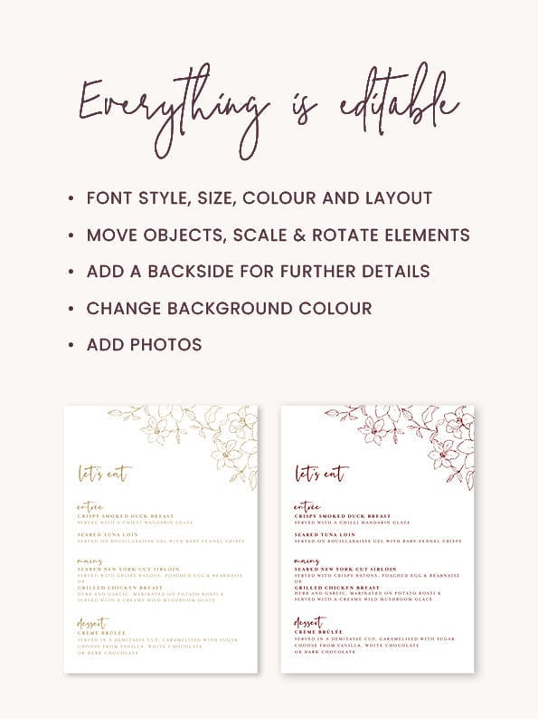 Floral Wedding Menu Template