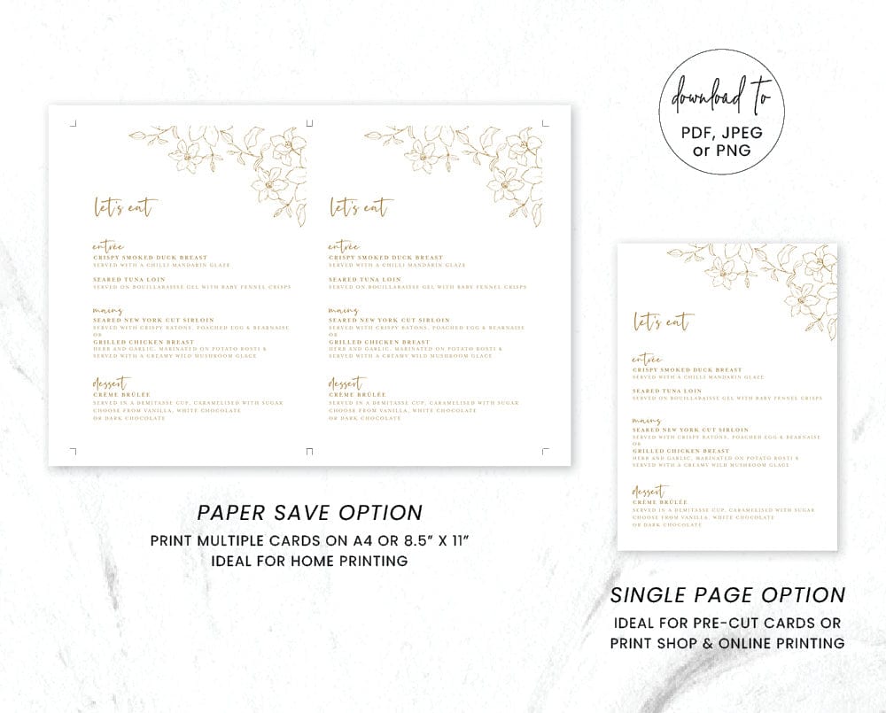 Floral Wedding Menu Template