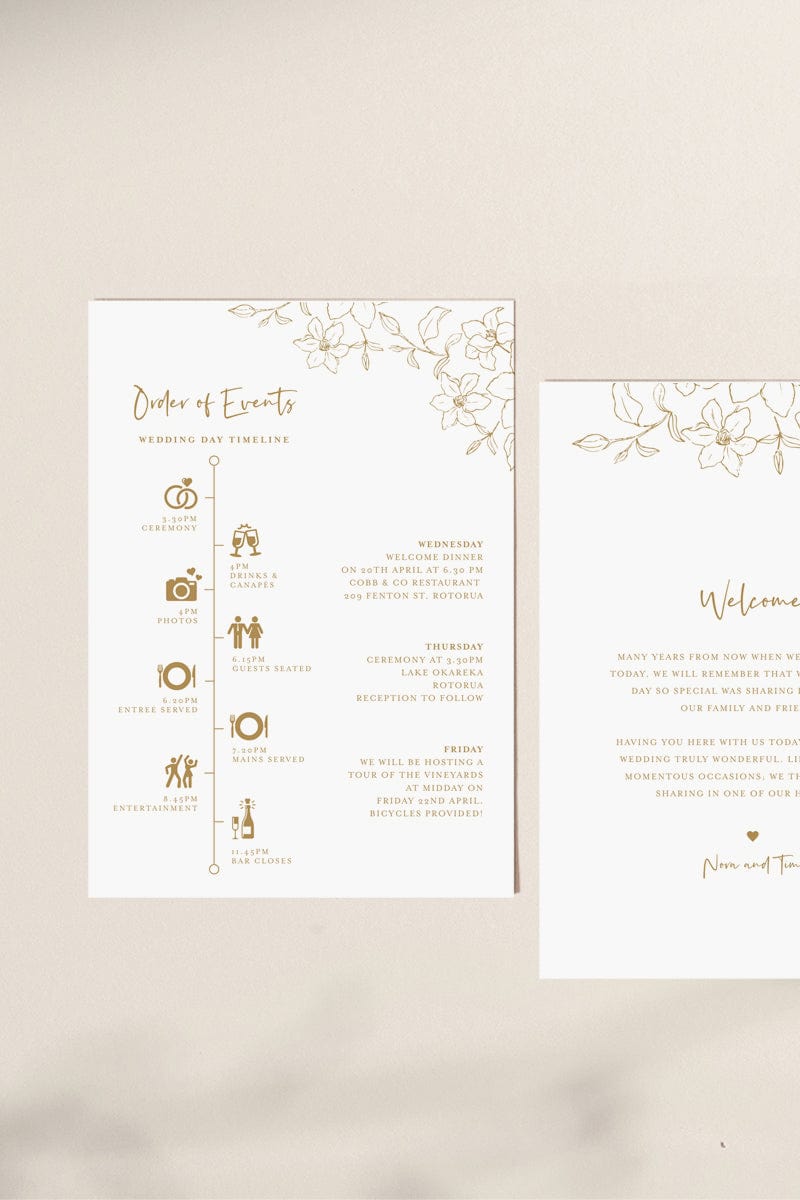 Floral Wedding Order of Events Template