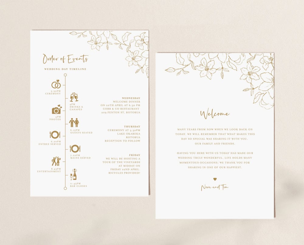 Floral Wedding Order of Events Template