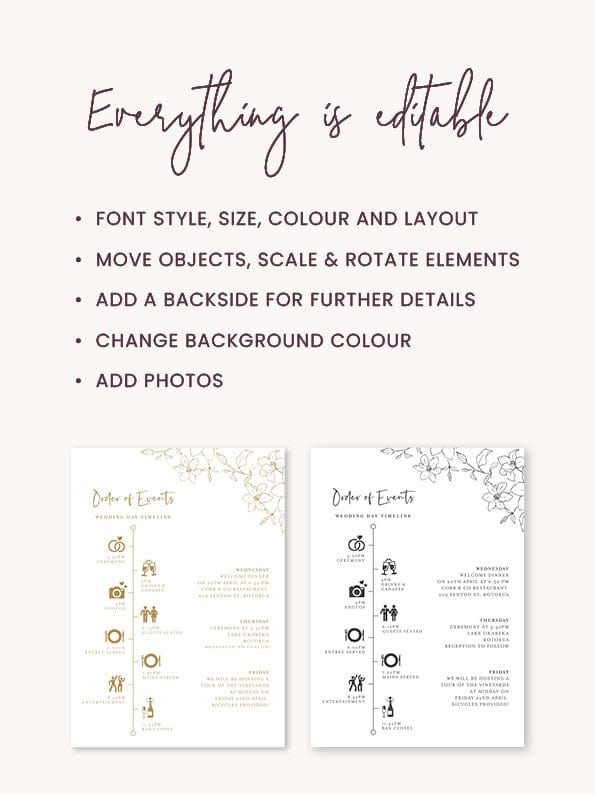 Floral Wedding Order of Events Template