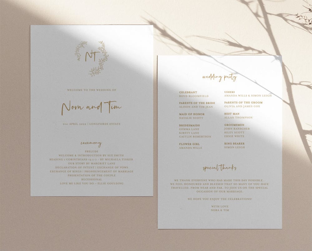 Floral Wedding Order of Service Template