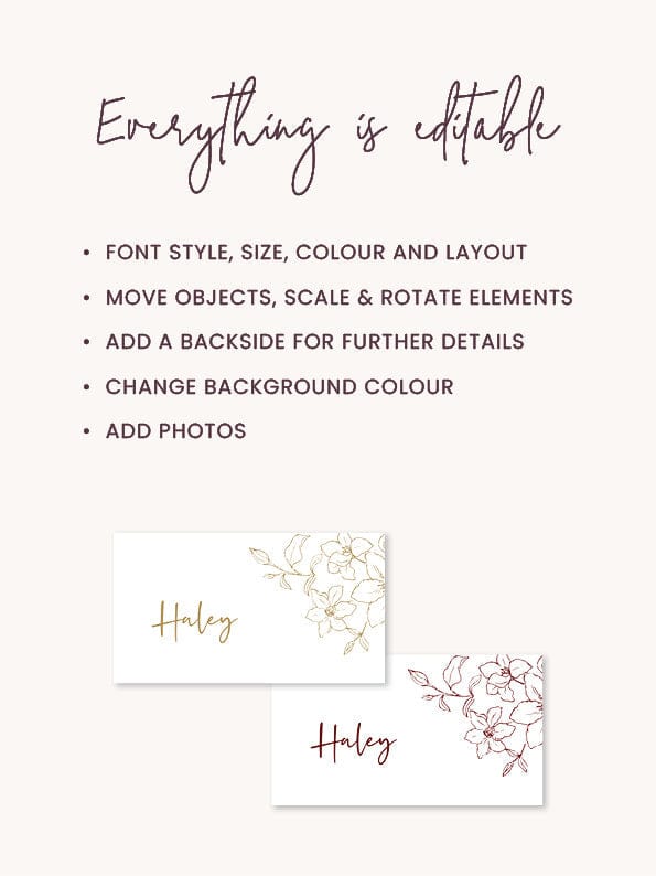 Floral Wedding Place Card Template