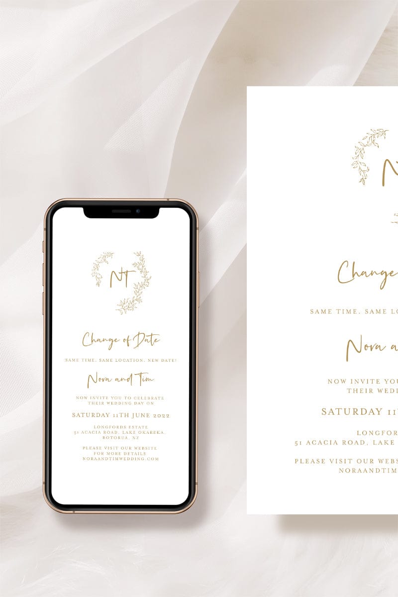 Floral Wedding Postponement Card Template