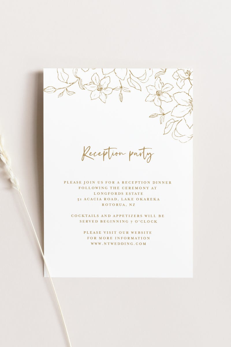 Floral Wedding Reception Invitation Card