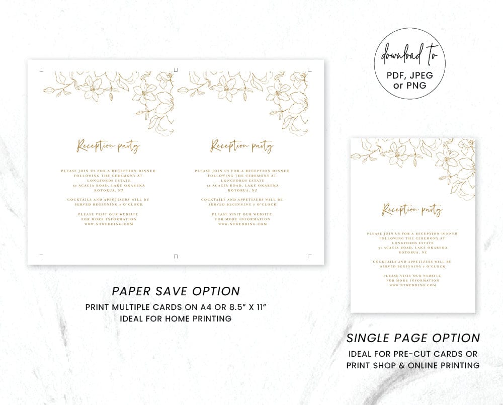 Floral Wedding Reception Invitation Card