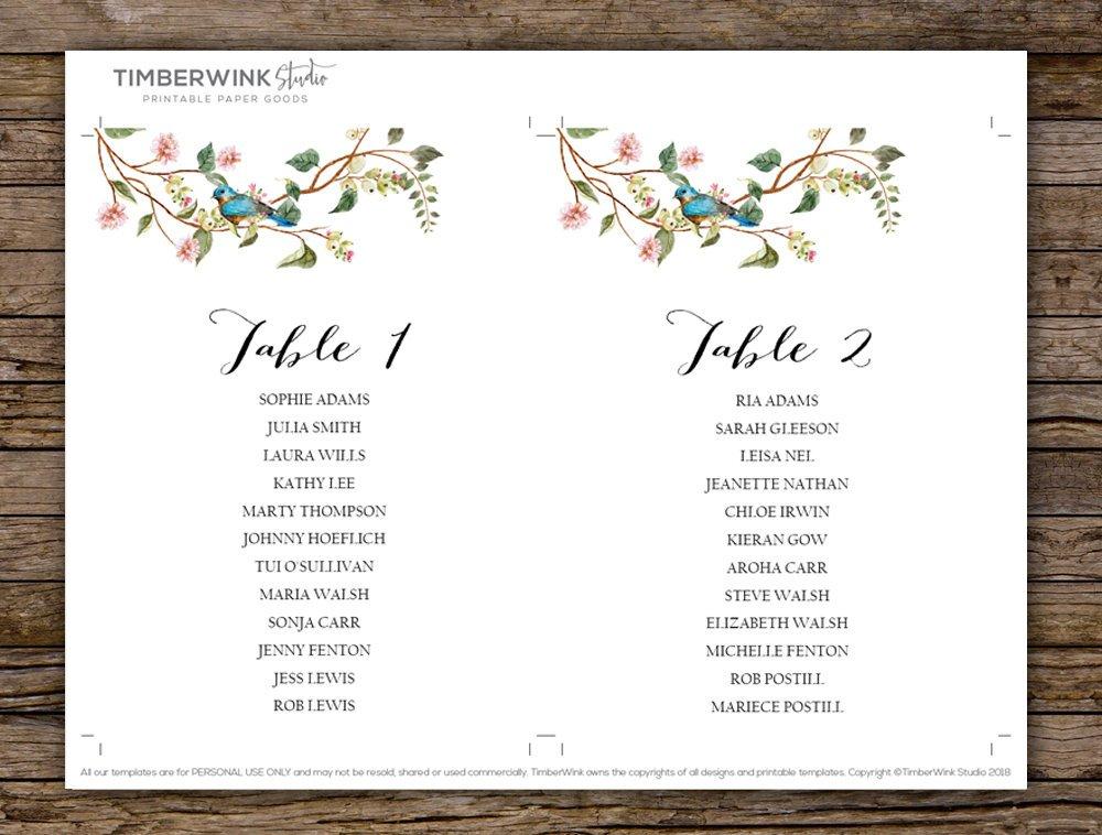 Floral Wedding Seating Plan Printable Template