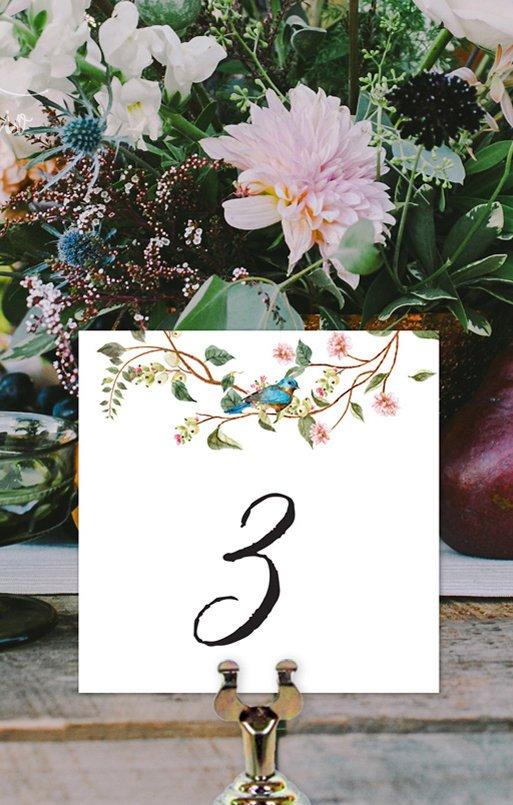 Floral Wedding Table Number Printable Template