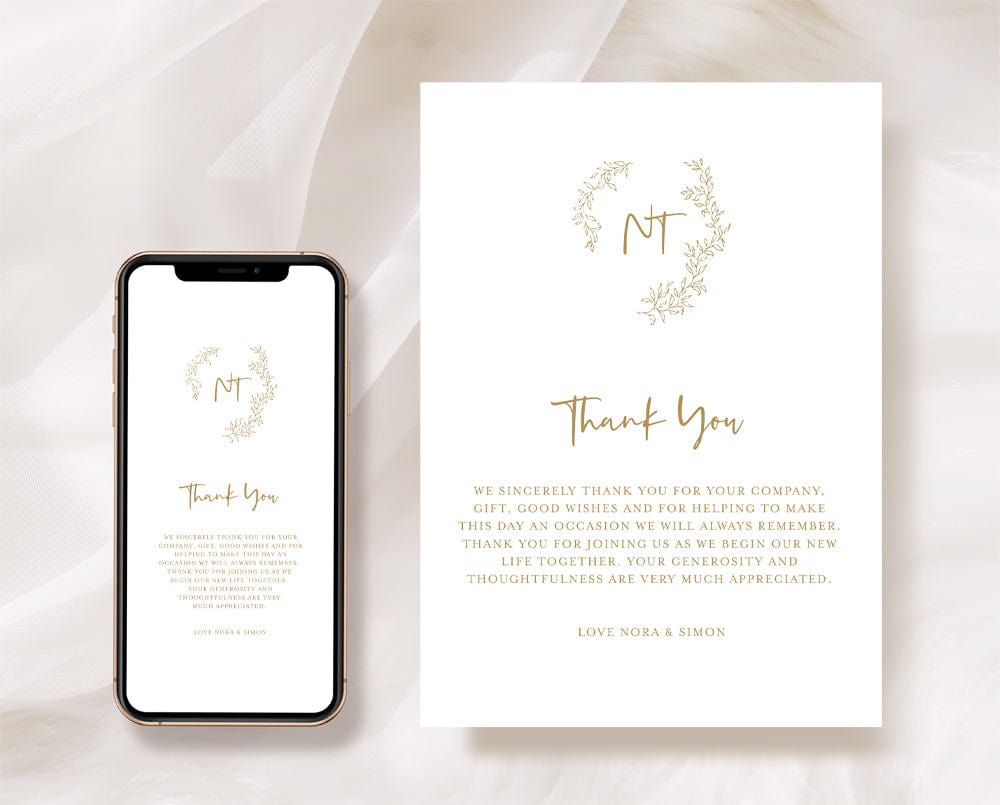 Floral Wedding Thank You Card Template