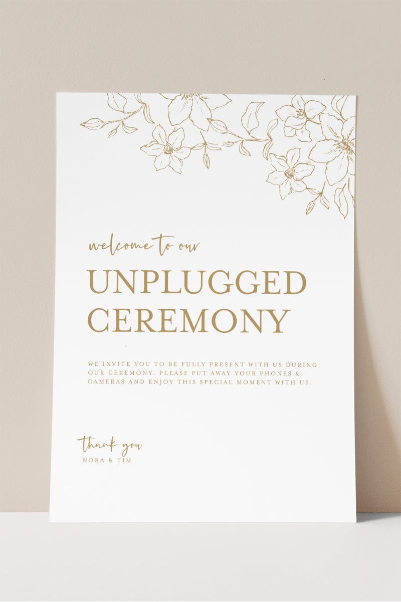 Floral Wedding Unplugged Ceremony Sign