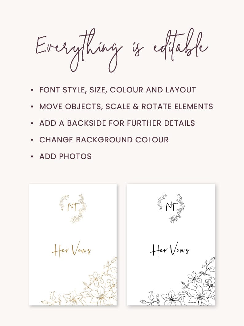 Floral Wedding Vow Book Template