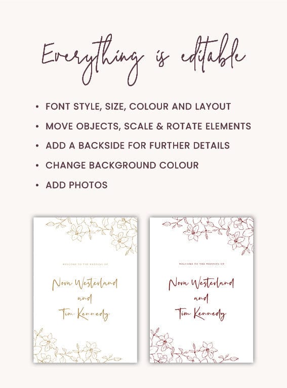 Floral Wedding Welcome Sign Template