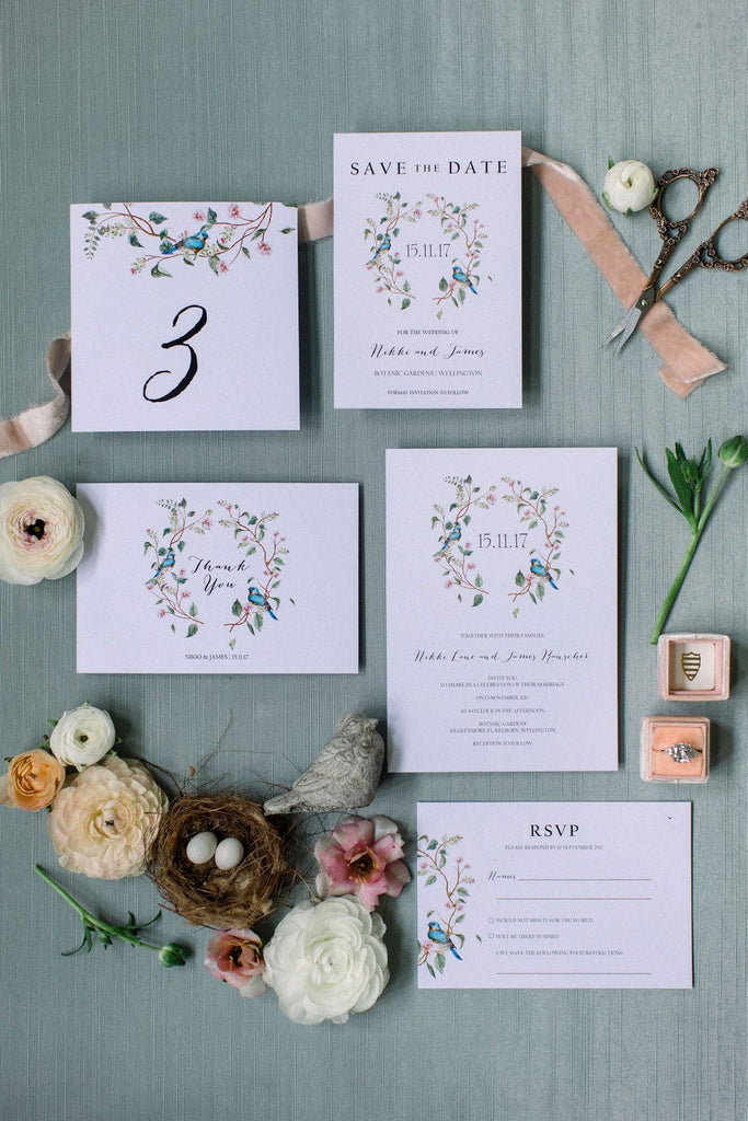 Floral Wreath Wedding Invitation Suite