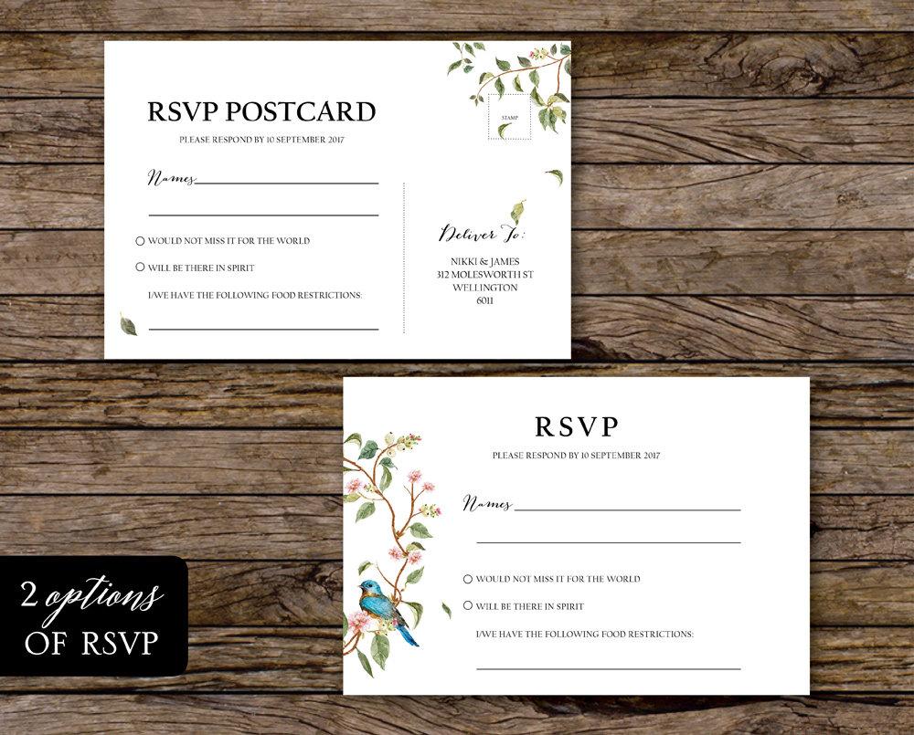 Floral Wreath Wedding RSVP Card Template
