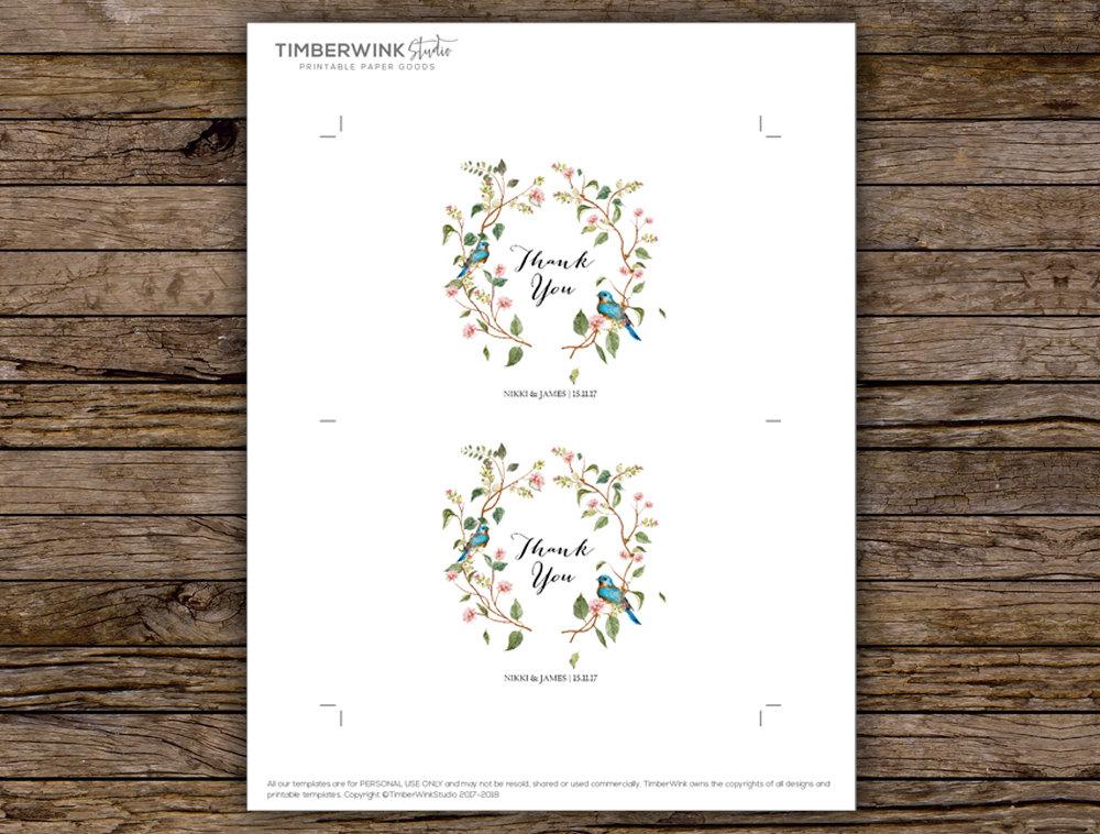 Floral Wreath Wedding Thank You Card Template