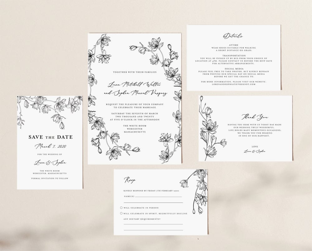 Flower Wedding Invitation Suite